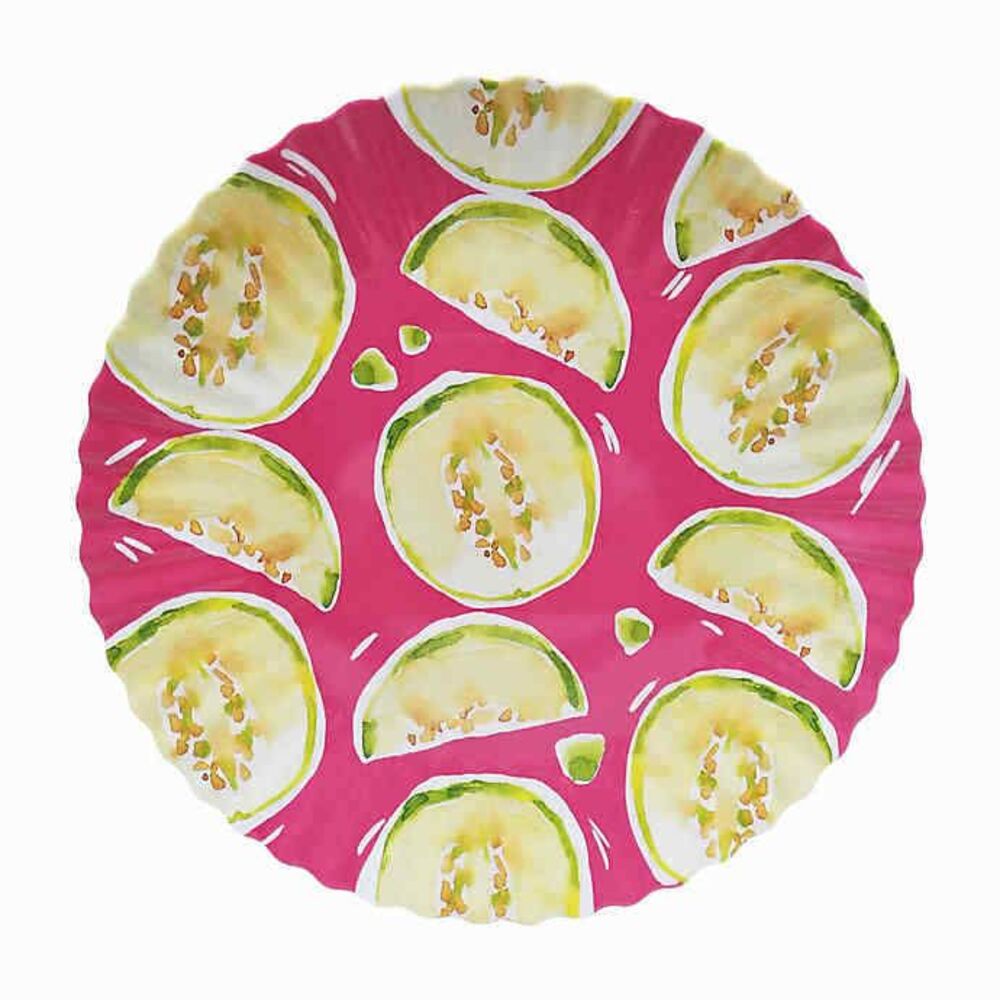 Fruit Salad Melamine Dessert Lunch Plates 8.5" Summer Beach 4 Patterns Set of 4